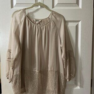 Krazy Kat Ladie's Boutique Blouse, taupe in color, size L